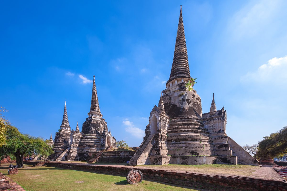 I tre chedi del Wat Phra Si Sanphet ad Ayutthaya